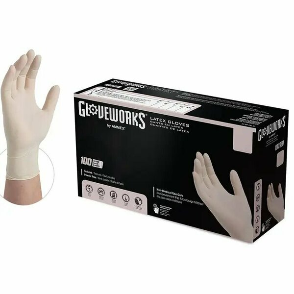 Gloveworks TLF, Latex Disposable Gloves, 4 mil Palm, Latex, Powder-Free, S, 100 PK, Ivory TLF42100